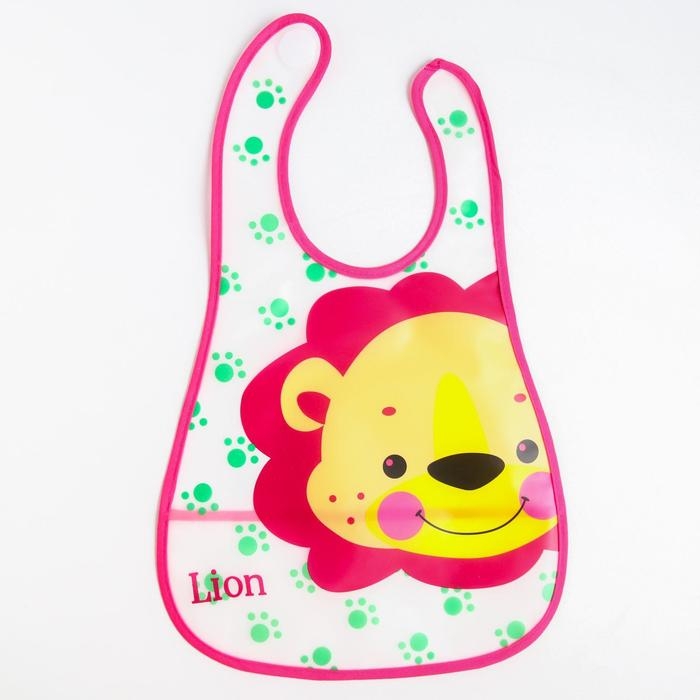 Нагрудник непромокаемый Крошка Я &laquo;Львёнок&raquo; из клеёнки с карманом, на липучке