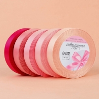 Набор атласных лент, 5 шт, размер 1 ленты: 20 мм &times; 23 &plusmn; 1 м, цвет розовый спектр