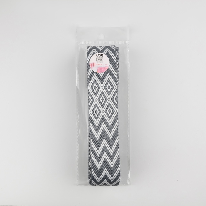 Стропа ременная &laquo;Ромбы и зигзаги&raquo;, 38 мм, 3 &plusmn; 0,1 м, цвет серо-белый