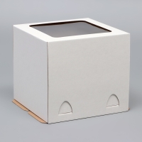 Коробка под торт, с окном, без ручек, белая, 24 х 24 х 22 см