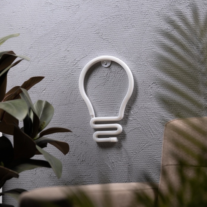 Неоновая вывеска &laquo;Лампочка&raquo; 16.5 x 25.5 см, батарейки AAx3 (не в комплекте) + USB, свечение белое