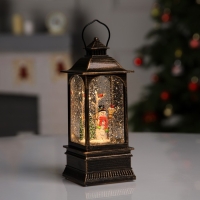 Светодиодная фигура &laquo;Фонарь со снеговиком&raquo; 7.8 &times; 19.5 &times; 7.8 см, пластик, батарейки ААх3 (не в комплекте), USB, свечение тёплое белое