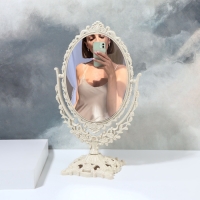 Зеркало настольное, двустороннее, с увеличением, зеркальная поверхность 13,5 &times; 18,5 см, цвет бежевый