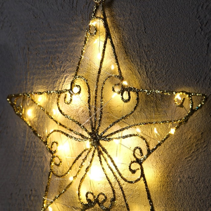 Светодиодная фигура «Звезда» 31 см, металл, батарейки ААх2 (не в комплекте), свечение тёплое белое Светодиодная фигура «Звезда» 31 см, металл, батарейки ААх2 (не в комплекте), свечение тёплое белое