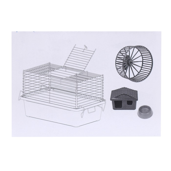 Клетка-мини для грызунов Клетка-мини для грызунов "Пижон" №1-1, с наполнением, 27 х 15 х 13 см, серая