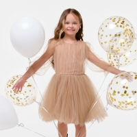 Платье для девочки нарядное KAFTAN, рост 98-104 см (30), бежевый Платье для девочки нарядное KAFTAN, рост 98-104 см (30), бежевый