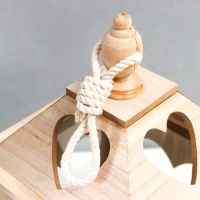 Подсвечник дерево "Фонарь домик с сердцами" набор 2 шт 28х14,5х14,5; 38х19,5х19,5 см