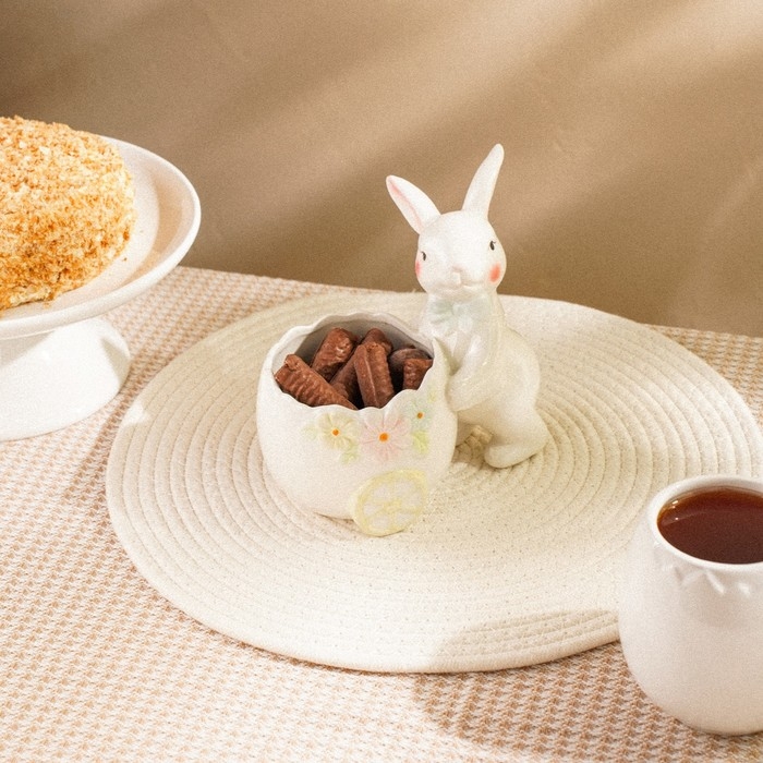 Конфетница керамическая SL Home &laquo;Лесные кролики&raquo;, 17,5&times;13&times;16,8 см, цвет белый