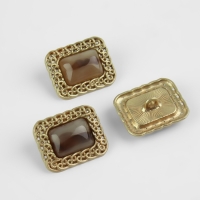 Набор металлических пуговиц на ножке, 18 &times; 21мм, 3 шт, цвет коричневый/золотой