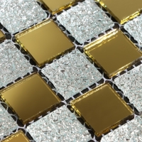 Панель самоклеящаяся 30*30см мозаика клетка серебристо-золотая Панель самоклеящаяся 30*30см мозаика клетка серебристо-золотая