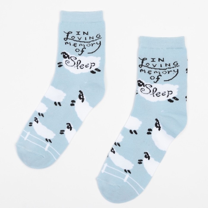 Носки женские MINAKU &laquo;Sleep&raquo;, цвет белый/голубой, размер 38-39 (25 см)