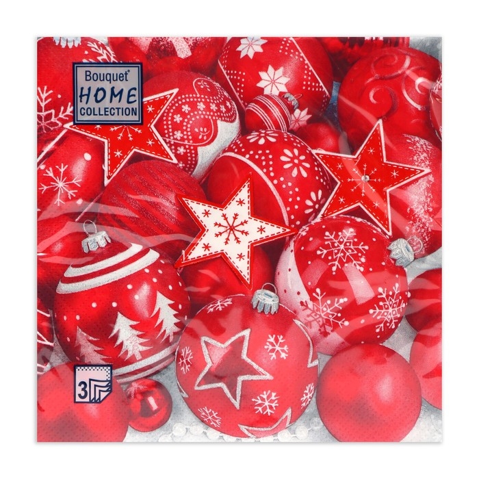 Новогодние салфетки бумажные Home Collection &laquo;Новогодня композиция красная&raquo;, 3 слоя, 33х33, 20 шт.