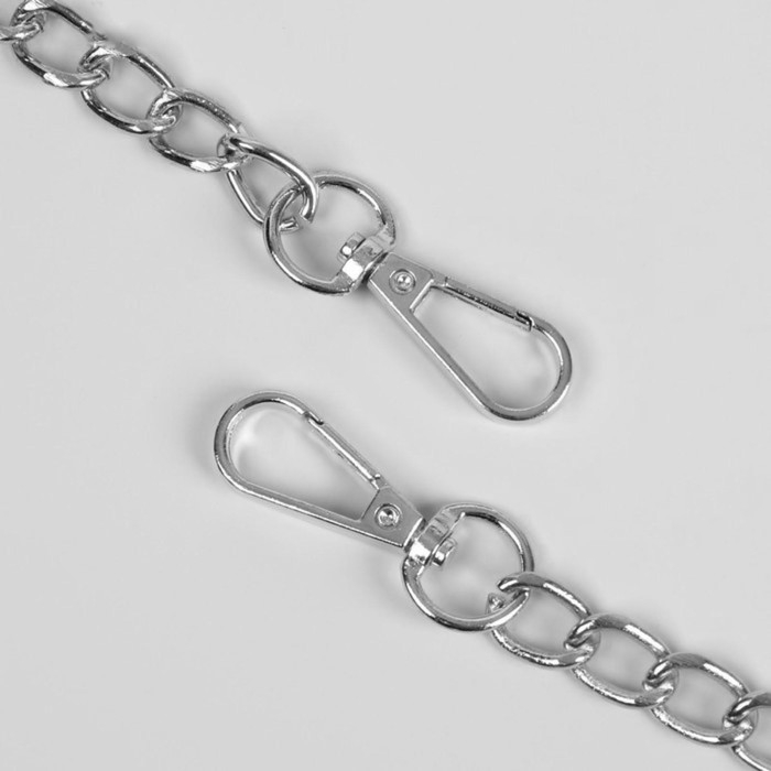 Ручка для сумки, с цепочками и карабинами, 120 × 1,8 см, цвет коричневый Ручка для сумки, с цепочками и карабинами, 120 × 1,8 см, цвет коричневый