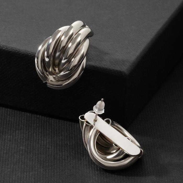 Серьги металл &laquo;Геометрия&raquo; глубина, цвет серебро