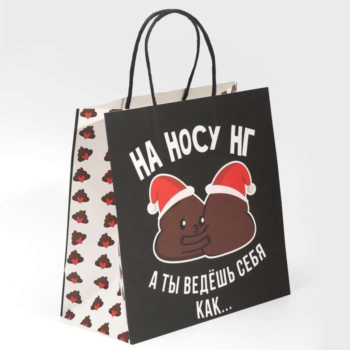 Пакет подарочный новогодний &laquo;На носу НГ&raquo;, 22 х 22 х 11 см, Новый год