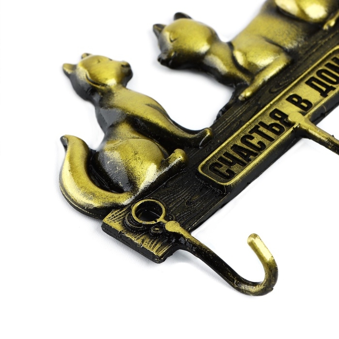 Ключница настенная &laquo;Счастья в дом&raquo;, коты, 9.4 х 6.1 см