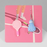 Серьги ассорти &laquo;Радость&raquo; ракетка и волан, цвет сине-розовый в серебре