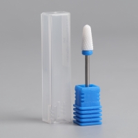 Фреза керамическая для маникюра &laquo;Конус&raquo;, средняя нарезка, 6 &times; 13 мм, в пластиковом футляре, цвет белый