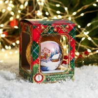 Шар новогодний " Пейзаж" 8 см, микс