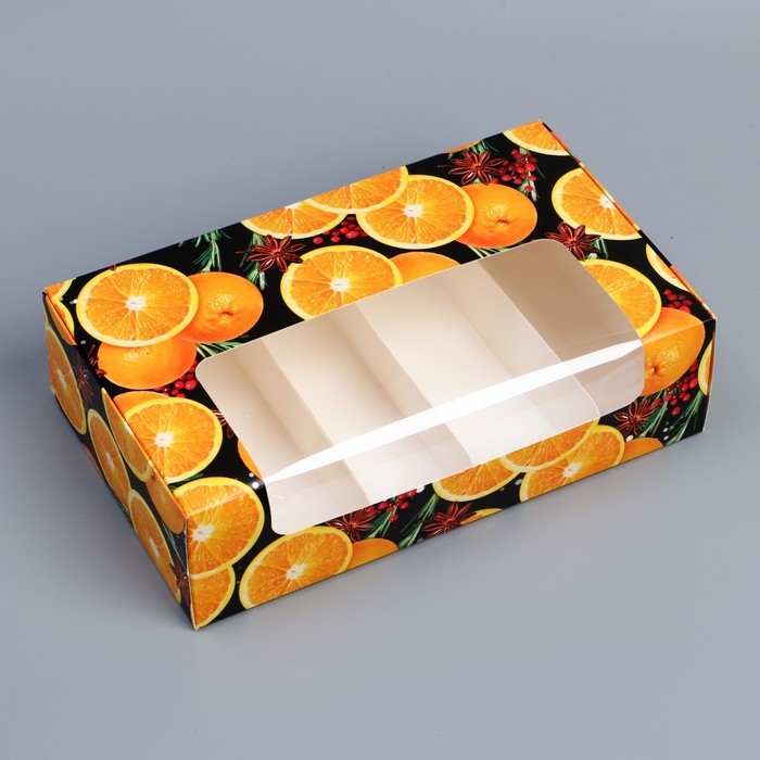 Коробка для эклеров с вкладышами - 5 шт &laquo;Глинтвейн&raquo;, 25,2 х 15 х 7 см, Новый год