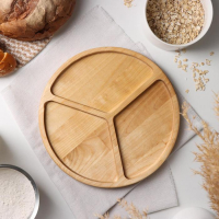 Менажница Доляна &laquo;Мерс&raquo;, d=25 см, 3 секции, берёза