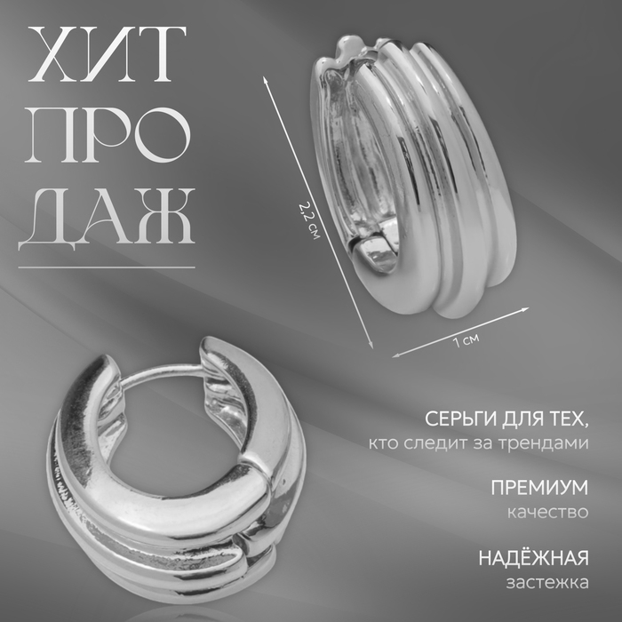 Серьги металл &laquo;Аккорд&raquo; круг полосы, цвет серебро