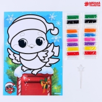 Сияющая фреска на новый год &laquo;Снегирь&raquo;&lrm;, 21 х 29,7 см, новогодний набор для творчества