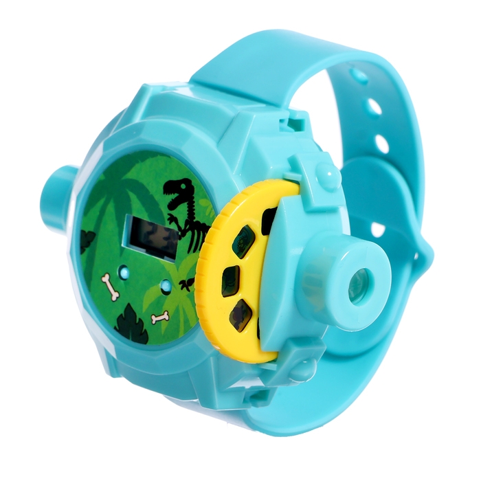 Часы-проектор &laquo;Динозавры&raquo;, световые эффекты, 24 картинки, цвет голубой