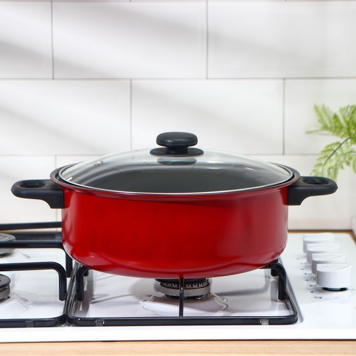 Кастрюля &laquo;Ренард&raquo;, 4 л, с крышкой, сетка фри 26&times;9 см, антипригарное покрытие, цвет красный