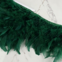 Тесьма с перьями индюка, 13-17 см, 5 &plusmn; 0,5 м, цвет изумрудный