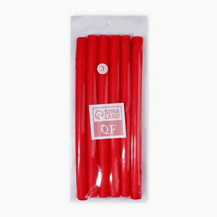 Бигуди &laquo;Бумеранг&raquo;, d = 1,5 см, 24 см, 6 шт, цвет красный