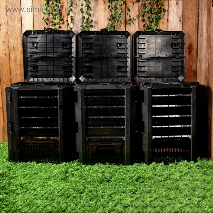 Компостер пластиковый Module, 1200 л, с крышкой, 198 &times; 72 &times; 82,6 см, чёрный