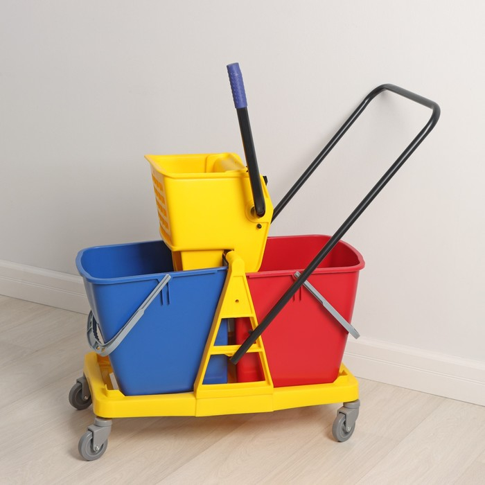 Тележка уборочная двухведерная, с отжимом, 46 л Тележка уборочная двухведерная, с отжимом, 46 л