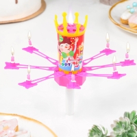 Свеча для торта музыкальная "Цветок", розовая, 15&times;5 см