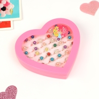 Кольца детские набор 36шт &laquo;Выбражулька&raquo; цветочки, цвет МИКС в серебре, б-р