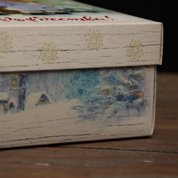 Новый год. Коробка подарочная новогодняя складная, крышка-дно Новый год. Коробка подарочная новогодняя складная, крышка-дно "Счастливого Рождества" 24 х 17 х 8 см