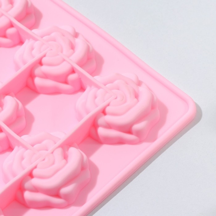 Форма для кондитерских украшений Доляна &laquo;Розочки&raquo;, силикон, 20,7&times;14,3&times;1,3 см, 12 ячеек, цвет МИКС