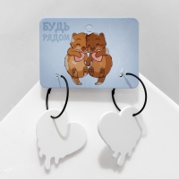 Серьги &laquo;Сердца&raquo;, цвет белый в чёрном металле, d=3 см