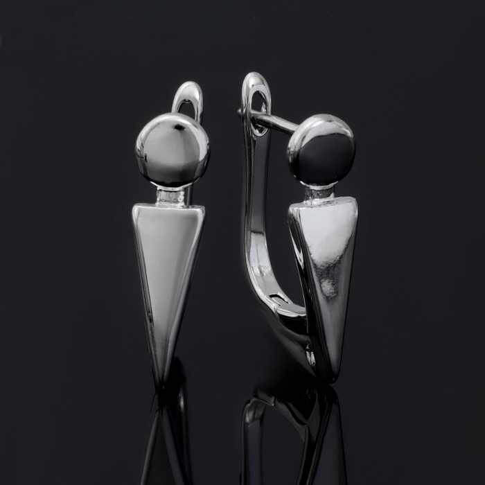 Швензы родированные &laquo;Геометрия&raquo; фигуры, цвет серебро