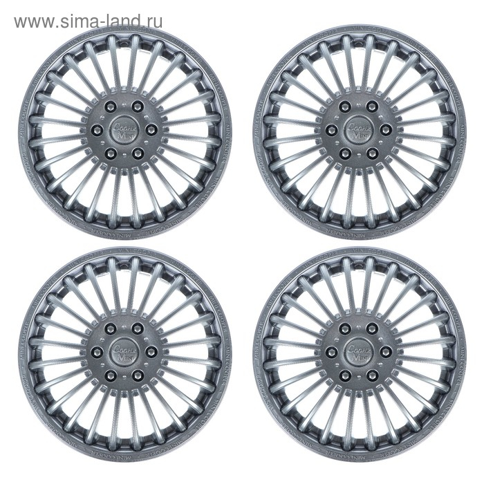 Колпаки колесные R15 Колпаки колесные R15 "МИНИ-КУПЕР", серебристый, набор 4 шт.