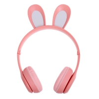 Наушники беспроводные «Зайчик», звуковые и световые эффекты, складные, цвет розовый Наушники беспроводные «Зайчик», звуковые и световые эффекты, складные, цвет розовый