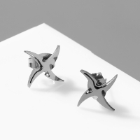 Серьги металл &laquo;Япония&raquo; сюрикены гвоздики, цвет серебро