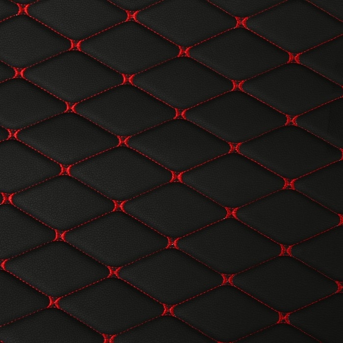 Обшивка салона авто 100&times;160&times;0,7 см, кожзам/поролон, ромб, красная строчка