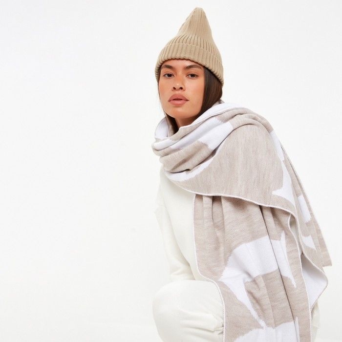 Шарф женский двусторонний MIST бежевый, размер 47*226см Шарф женский двусторонний MIST бежевый, размер 47*226см