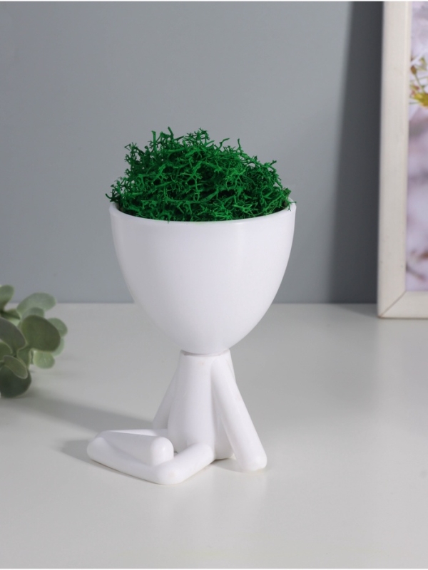 Кашпо пластиковое "Мистер Грин йог" 10,5*7,5*7,3 см белый