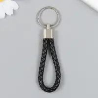 Брелок металл кожзам "Ремешок" чёрный 10х4 см