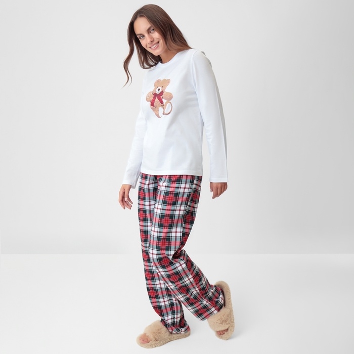 Пижама женская (лонгслив и брюки) KAFTAN Сhristmas time размер 48-50