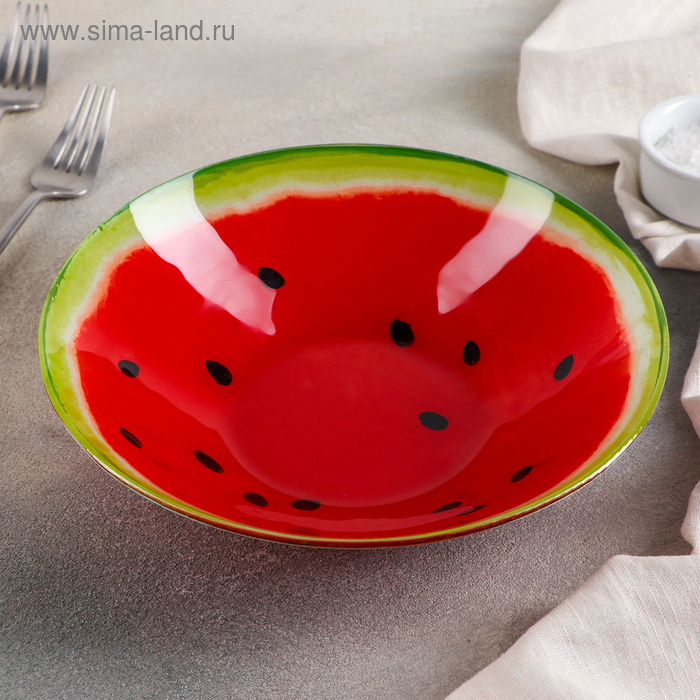 Салатник стеклянный Доляна &laquo;Сладкий арбуз&raquo;, 920 мл, 22&times;5 см