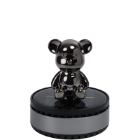 Аксессуар на панель с ароматизатором, мишка, вращается от солнца, серый