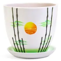 Набор горшков цветочный поддоном 4 шт 0,4 / 1 / 2,5 / 5 л керамика, Азия